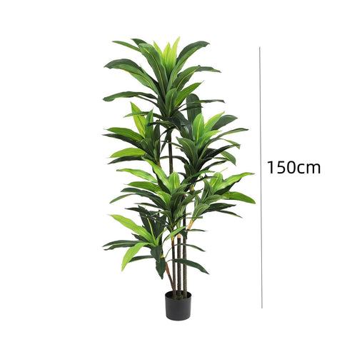 Artificial Dracaena Tree, Artificial Plants Indoor With White Planter, Tropical Fake Plant In Pot With Adjustable Branche