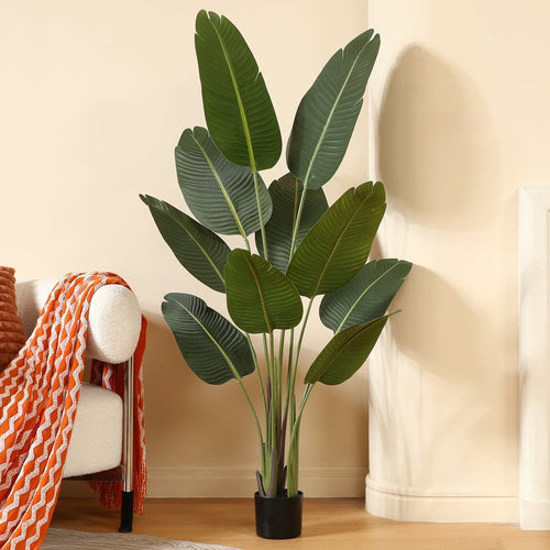 5 Feet Artificial Bird of Paradise Plant Fake Tropical Palm Tree for Indoor Outdoor, Perfect Faux Plants for Home Garden Office Store Decoration