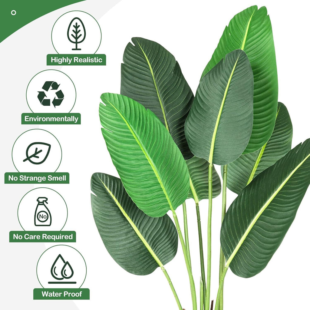 Hetoy 48 inchs Artificial Tree Bird of Paradise Artificial Plant with 8 Trunks Fake Tree - 4 Feet Faux Plants Fake Banana Tree Plant with Pot Artificial Trees for Home Decor Indoor Outdoor