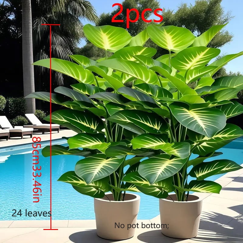 2 large faux palm trees - Indoor/outdoor use, home, office, wedding, festive - maintenance free, event green plants, easy to care for leaves decorative fruit decor natural   Nature Ornaments