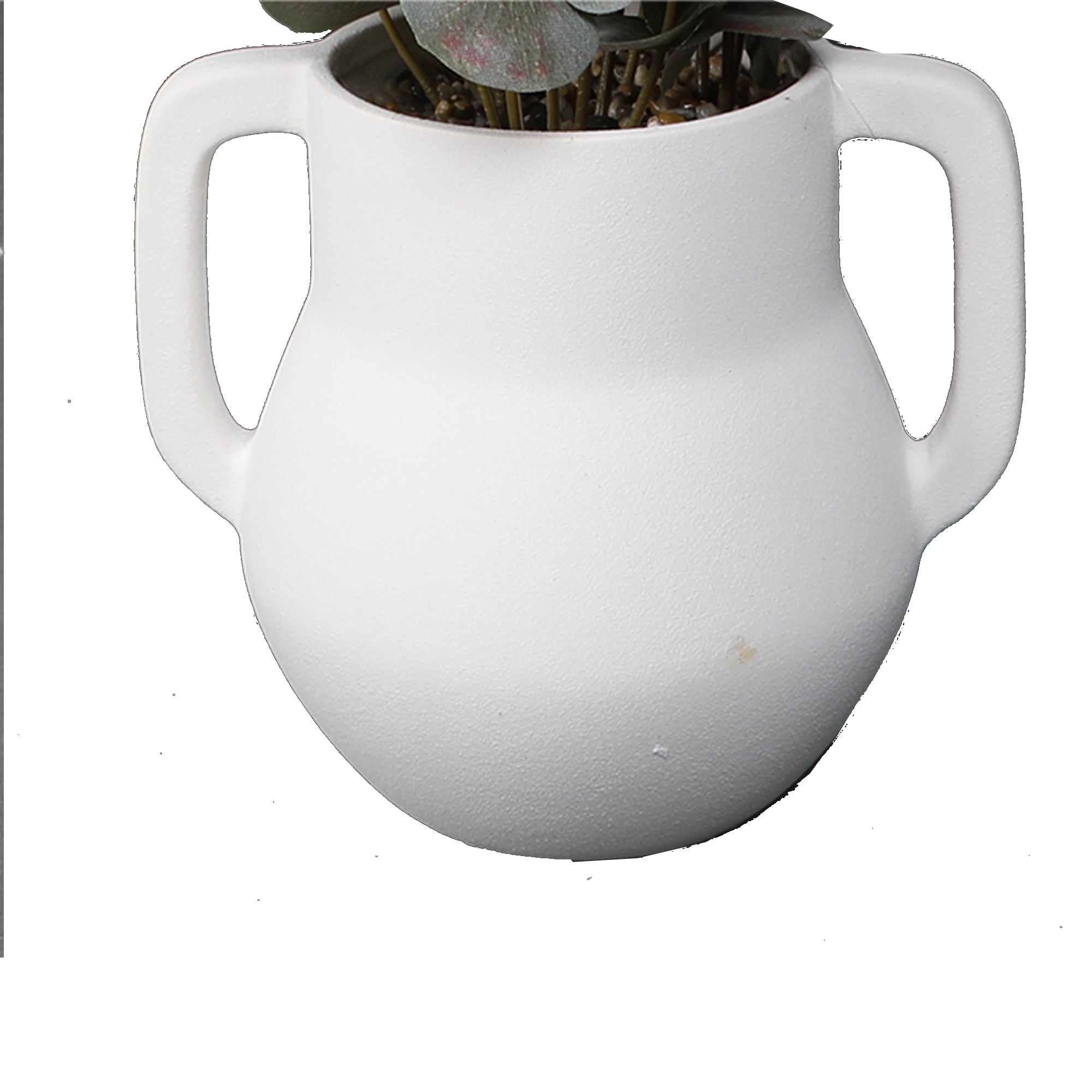 Home Decor Collection 21" Artificial Flora Bunda Eucalyptus in Sand White Ceramic Vase