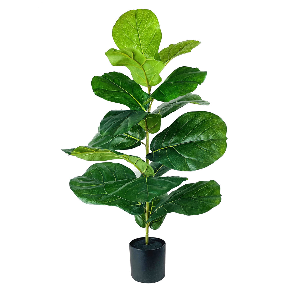 Mainstays Artificial Plant, Fiddle Leaf Fig Plant, 3.33 ft, Black Plastic Grower's Pot
