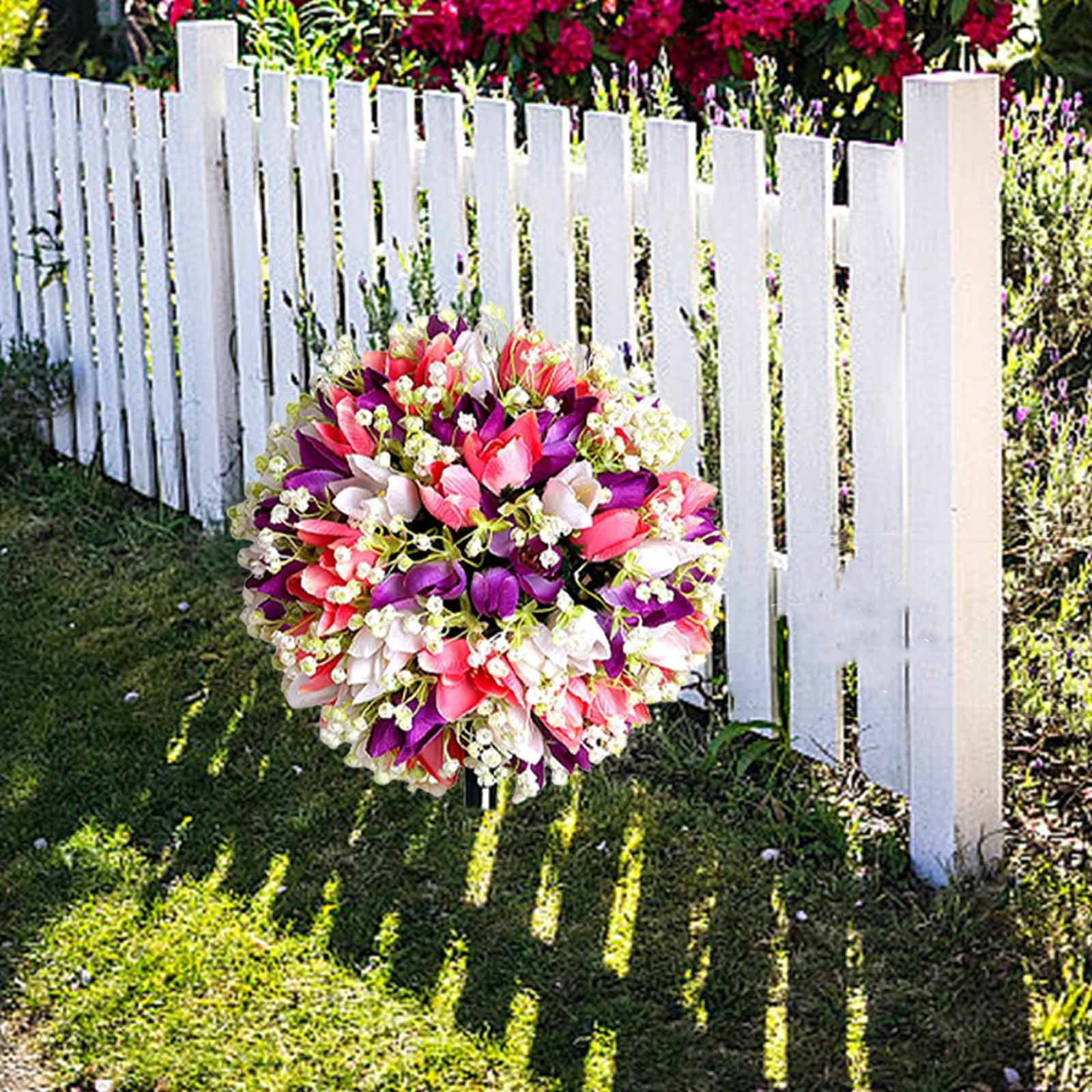 UV Resistant Artificial Cedar Topiary Ball Tree 25 Inch Fake Plants with Ground Spike Shrub Potted Artificial Plant for Outdoor Indoor Front Porch Garden