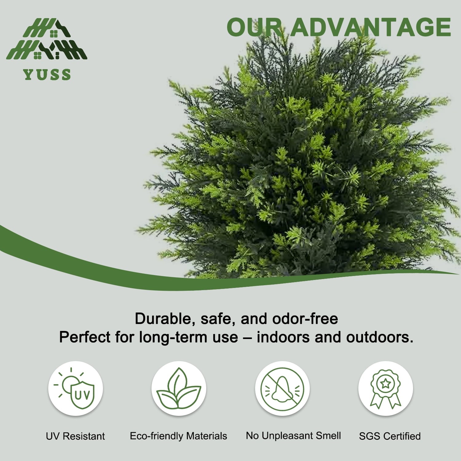 YUSS 21 inch Artificial Cypress Topiary Plants 2 Pack, Faux Cedar Bushes with Ground Spike UV Resistant, Outdoor Fake Shrubs for Front Porch Decor