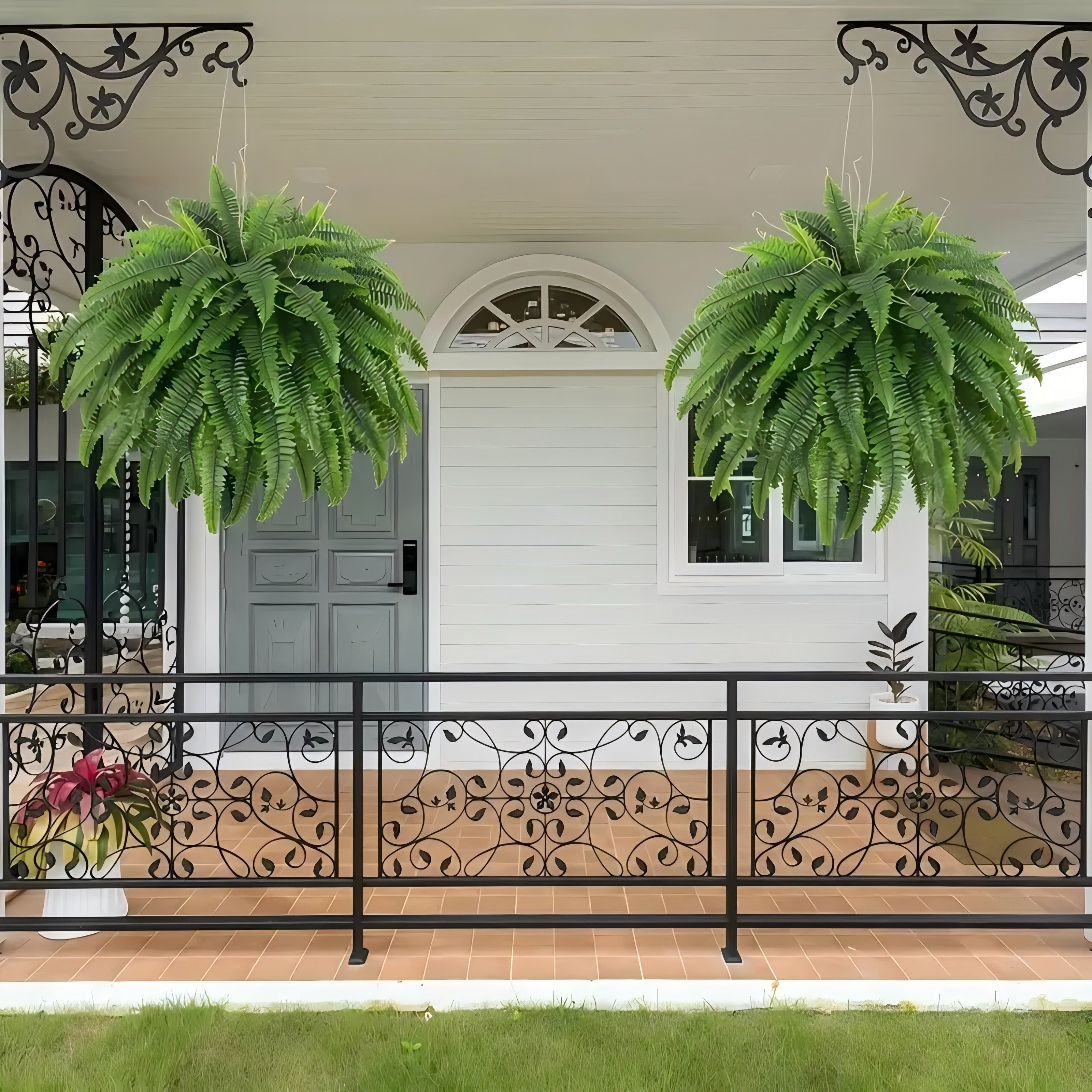 38 leaves 2 pieces lifelike artificial Boston fern plants, versatile faux potted plants for home, garden porch cabin decor, hanging display, indoor/out use, pot not included
