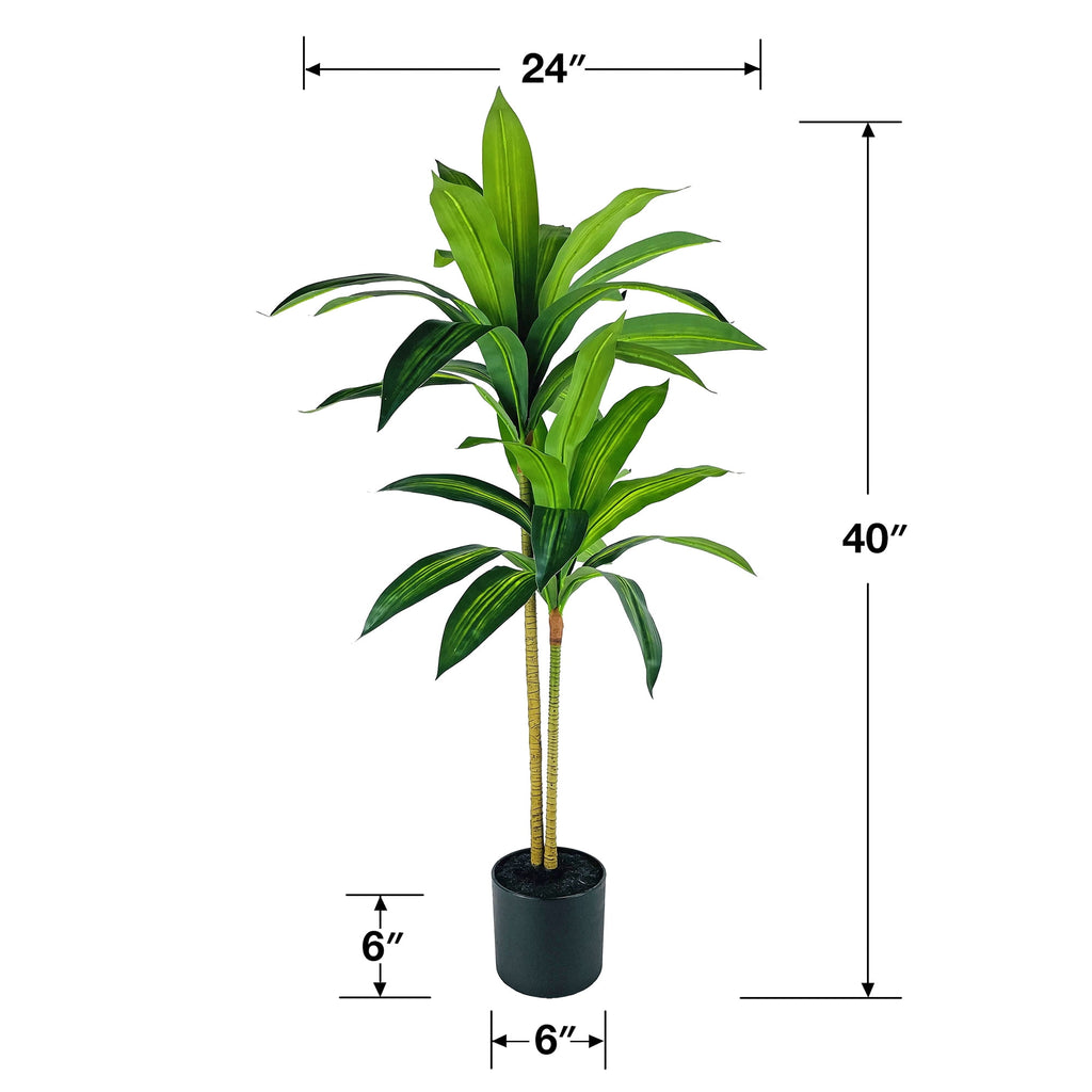 Mainstays Artificial Plant, Dracaena Artificial Plant, 3.3ft, Black Plastic Pot