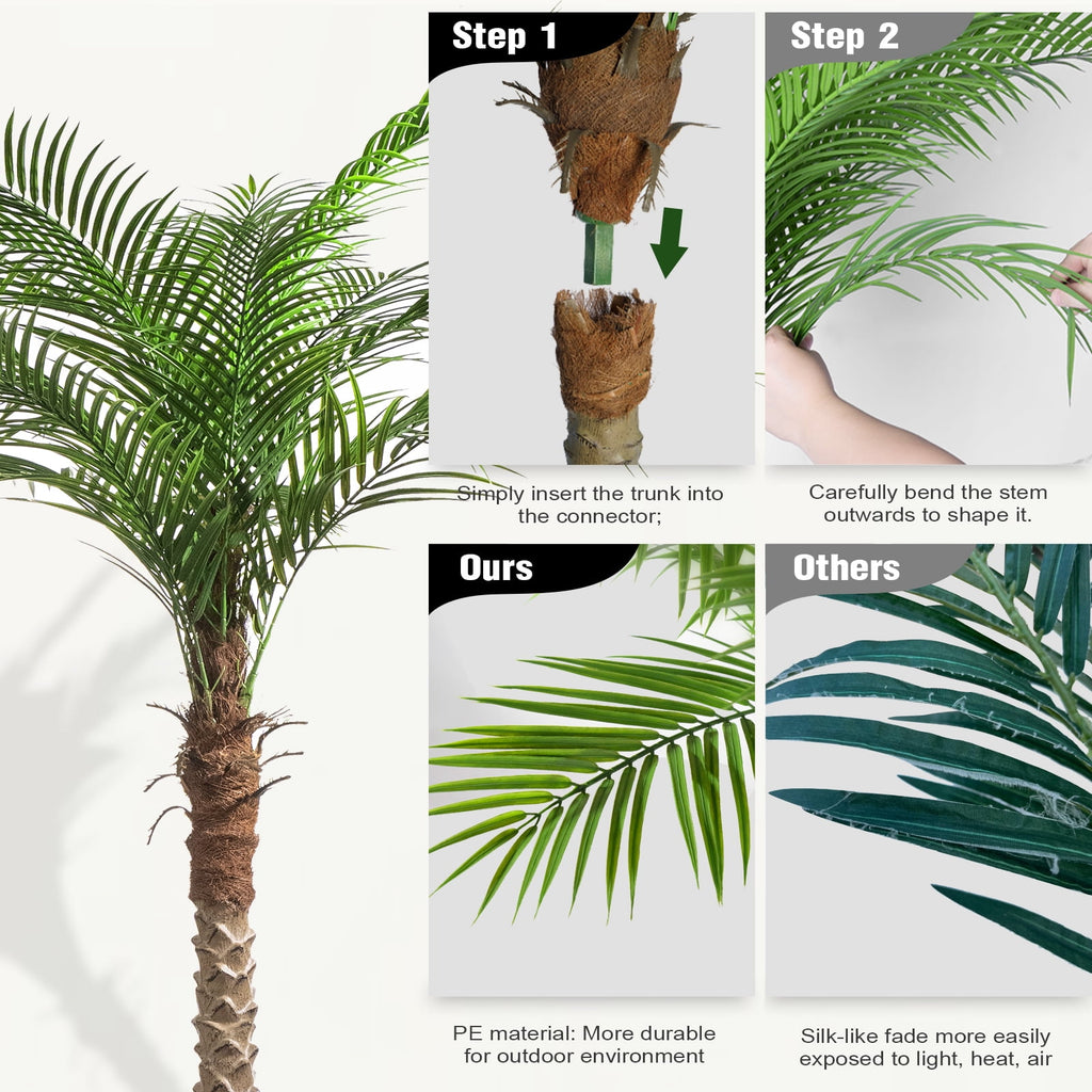 OLIVIVI Faux Palm Tree 7FT Tall Artificial Silk Plant for Home Office Decor Indoor Outdoor Fake Lifelike Potted Tree with Wood Branches 1 pack